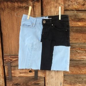 Levi Handmade upcycled denim jean mini skirt